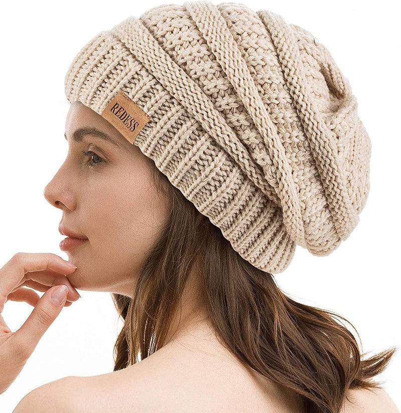 REDESS Slouchy Beanie Hat for Women Winter Warm Chunky Soft Oversized Cable Knit Cap - Image 1